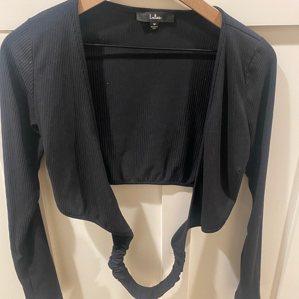 Lulus Black Long Sleeve Crop Top